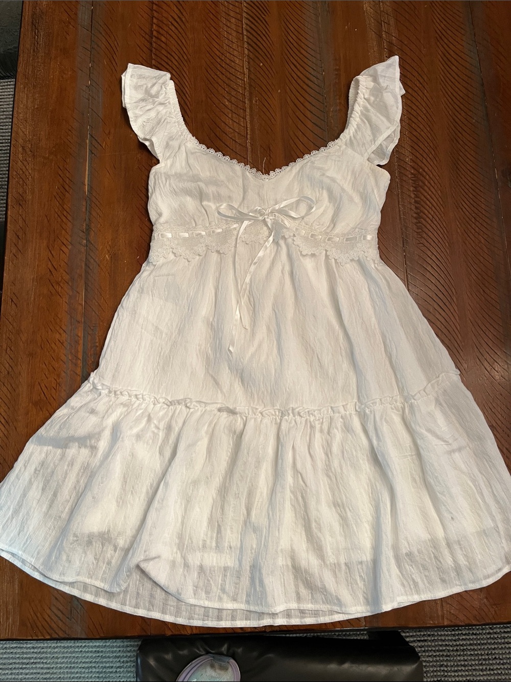 Altar'd State White Ruffle Strap Sundress with Bow